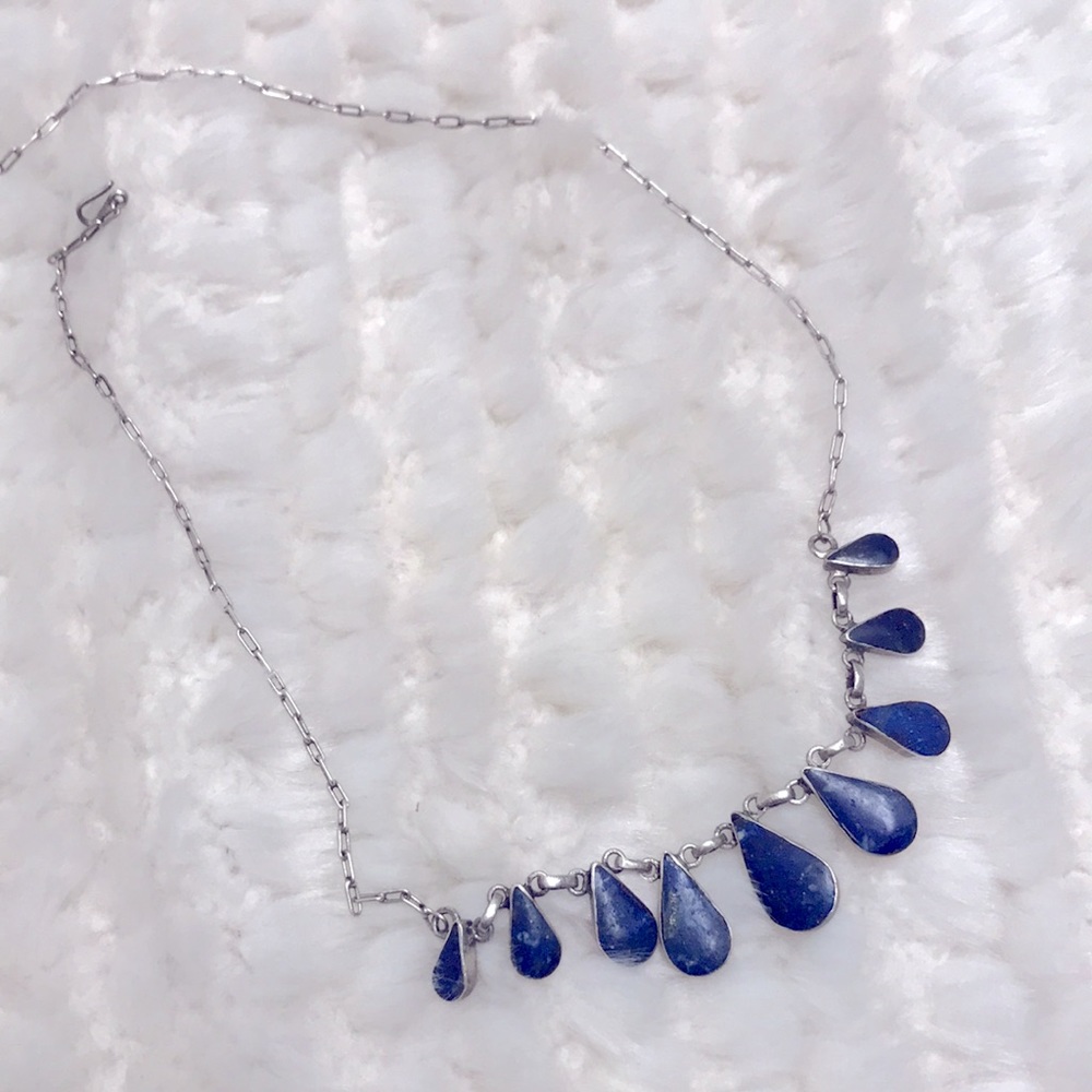 💙Stunning Chilean Lapis Lazuli 950 Silver Necklace - Vintage